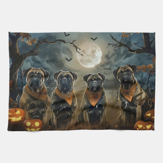 Bullmastiff Halloween Spooky Geschirrtuch (Horizontal)