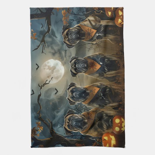 Bullmastiff Halloween Spooky Geschirrtuch (Vertikal)