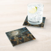 Bullmastiff Halloween Spooky Glasuntersetzer (Schrägansicht)