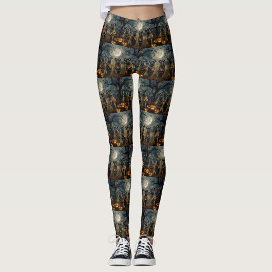 Bullmastiff Halloween Spooky Leggings (Vorderseite)