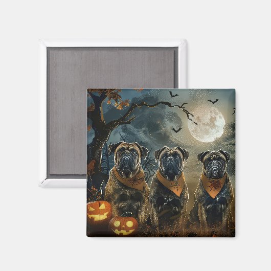 Bullmastiff Halloween Spooky Magnet (Vorderseite/Rückseite)