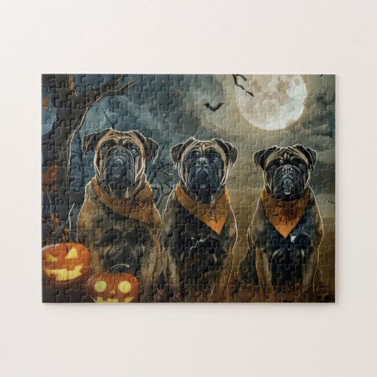 Bullmastiff Halloween Spooky Puzzle (Horizontal)