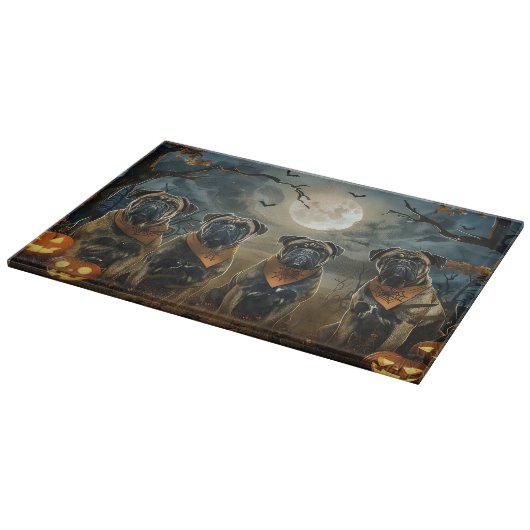 Bullmastiff Halloween Spooky Schneidebrett (Ecke)