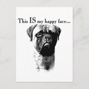 Bullmastiff Happy Face Postkarte