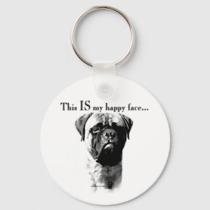 Bullmastiff Happy Face Schlüsselanhänger