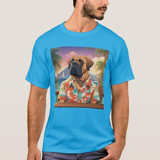 Bullmastiff Hawaiian Tee Shirt (Vorderseite)
