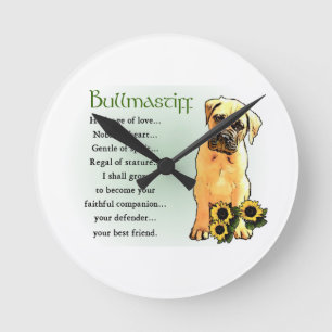 Bullmastiff Heritage of Liebe Geschenke Runde Wanduhr