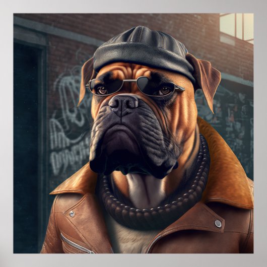 Bullmastiff Hipster Doster Poster (Vorne)