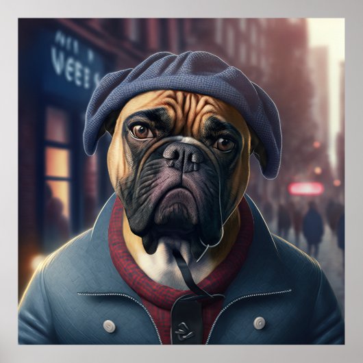 Bullmastiff Hipster Doster Poster (Vorne)