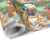 Bullmastiff Holiday Baking: Festliche Weihnachten Geschenkpapier (Rolleneckpunkt)