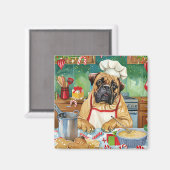 Bullmastiff Holiday Baking: Festliche Weihnachten Magnet (Vorderseite/Rückseite)