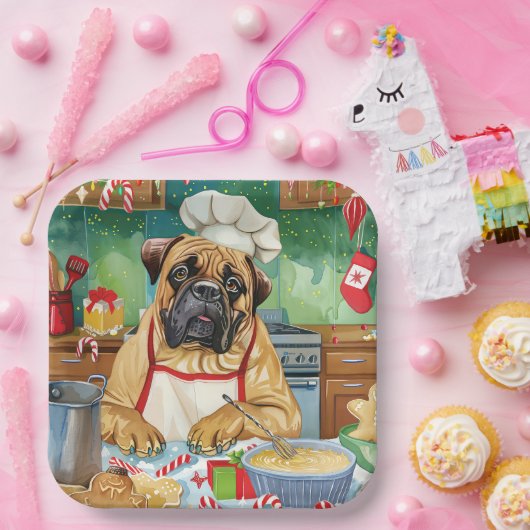 Bullmastiff Holiday Baking: Festliche Weihnachten Pappteller (Party)