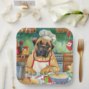 Bullmastiff Holiday Baking: Festliche Weihnachten Pappteller