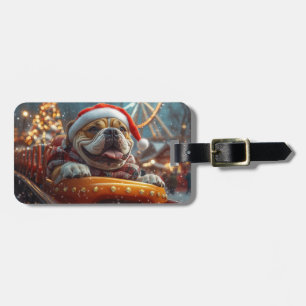 Bullmastiff-Hund Achterbahn Weihnachten  Gepäckanhänger