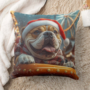 Bullmastiff-Hund Achterbahn Weihnachten  Kissen