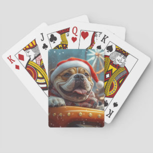Bullmastiff-Hund Achterbahn Weihnachten  Spielkarten