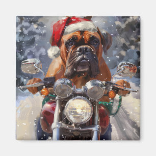 Bullmastiff-Hund fährt Motorrad Weihnachten  Magnet
