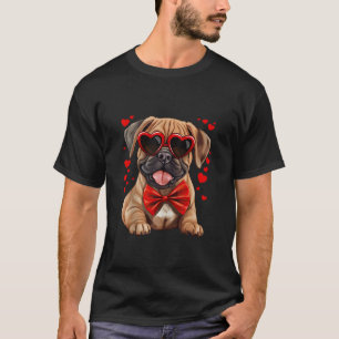 Bullmastiff Hund Herz Sonnenbrille Red Bow Krawatt T-Shirt