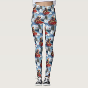 Bullmastiff-Hund im Schlitten Lass es schneien Wei Leggings