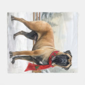 Bullmastiff Hund im Schnee Weihnachten Fleecedecke (Vorderseite (Horizontal))