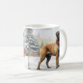 Bullmastiff Hund im Schnee Weihnachten Kaffeetasse (VorderseiteRechts)