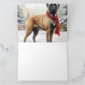 Bullmastiff Hund im Schnee Weihnachten Karte (Innenseite)