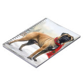 Bullmastiff Hund im Schnee Weihnachten Notizblock (Linke Seite)