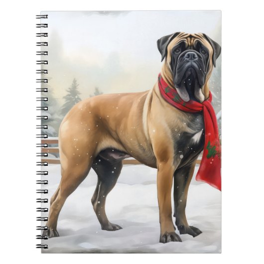Bullmastiff Hund im Schnee Weihnachten Notizblock (Vorderseite)