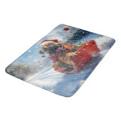 Bullmastiff Hund in Sledge Let it Schnee Weihnacht Badematte (Schrägansicht)