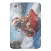 Bullmastiff Hund in Sledge Let it Schnee Weihnacht Badematte (Vorderseite Vertikal)