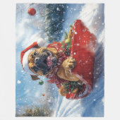 Bullmastiff Hund in Sledge Let it Schnee Weihnacht Fleecedecke (Vorderseite)
