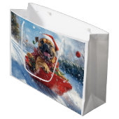 Bullmastiff Hund in Sledge Let it Schnee Weihnacht Große Geschenktüte (Vorderseite Schrägansicht)