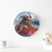 Bullmastiff Hund in Sledge Let it Schnee Weihnacht Große Wanduhr (Zuhause)