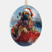 Bullmastiff Hund in Sledge Let it Schnee Weihnacht Keramik Ornament (Rechts)