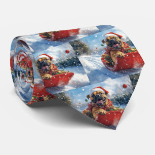 Bullmastiff Hund in Sledge Let it Schnee Weihnacht Krawatte