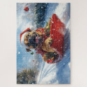Bullmastiff Hund in Sledge Let it Schnee Weihnacht Puzzle (Vertikal)