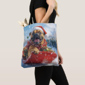 Bullmastiff Hund in Sledge Let it Schnee Weihnacht Tasche (Von Nahem)