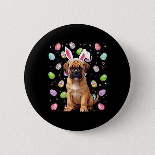 Bullmastiff Hund Ostereier Hundebahn Bunny Ear Bul Button (Vorderseite)