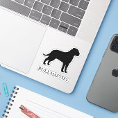 Bullmastiff Hund Silhouette Wasserfeste Vinyl Deca Aufkleber (Laptop mit iPhone)