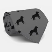Bullmastiff Hund Silhouetten Muster Grau und Schwa Krawatte (Gerollt)