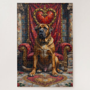 Bullmastiff-Hund Valentinstag königliches Herz-Wap Puzzle
