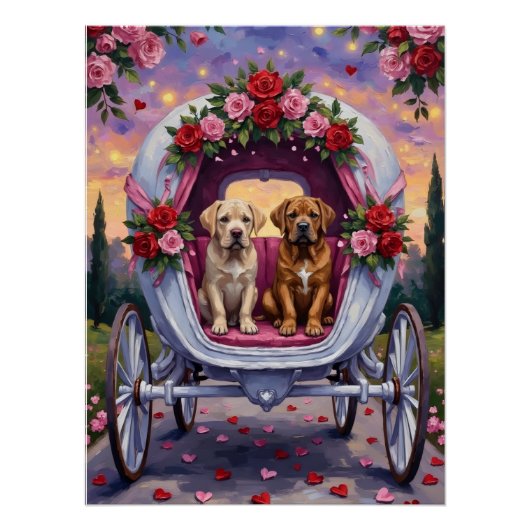 Bullmastiff Hund Valentinstag Poster (Vorderseite)