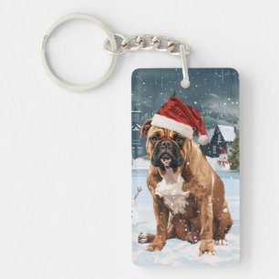 Bullmastiff-Hund Winter Wonderland Weihnachtsfreud Schlüsselanhänger