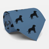 Bullmastiff Hunde Silhouette Muster Blau Krawatte (Gerollt)