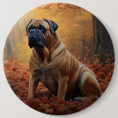 Bullmastiff im Herbst Leaves Fall Inspiriert Button (Vorderseite)