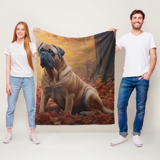 Bullmastiff im Herbst Leaves Fall Inspiriert Fleecedecke (Beispiel)