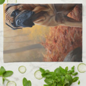 Bullmastiff im Herbst Leaves Fall Inspiriert Geschirrtuch (Gefaltet)