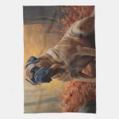 Bullmastiff im Herbst Leaves Fall Inspiriert Geschirrtuch (Vertikal)
