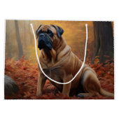 Bullmastiff im Herbst Leaves Fall Inspiriert Große Geschenktüte (Rückseite)