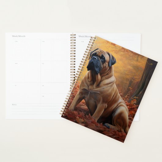 Bullmastiff im Herbst Leaves Fall Inspiriert Planer (Anzeige)